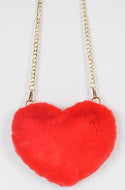 HEART SHAPED FUR SHOULDER BAG