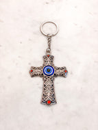 EVIL EYE CROSS KEYCHAIN