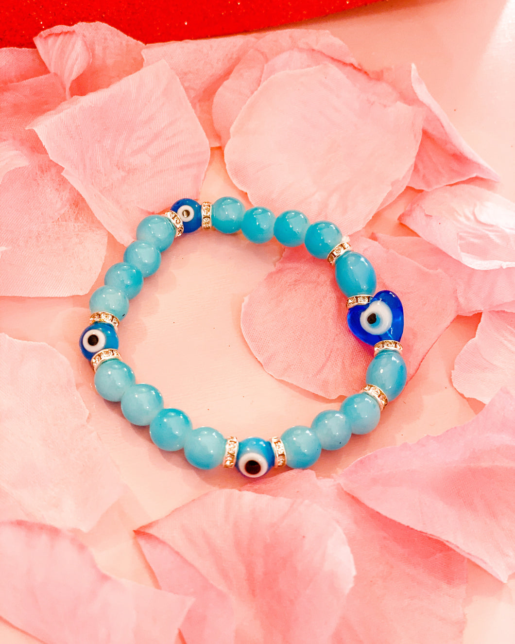 TURQUOISE EVIL EYE HEART BRACELET