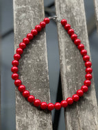 RED BUBBLE GUM PEARL NECKLACE