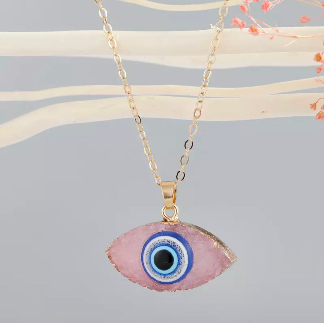 EVIL EYE 🧿 PINK RESIN NECKLACE