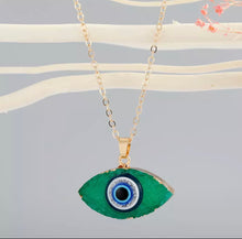 Load image into Gallery viewer, EVIL EYE 🧿 GREEN RESIN NECKLACE
