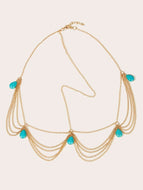 TURQUOISE BEAD LAYERED HEADCHAIN