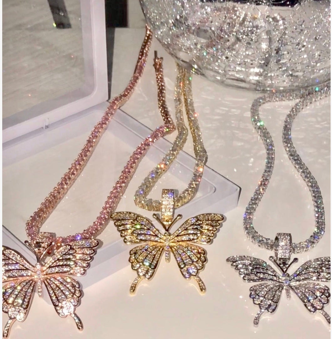 GOLD BUTTERFLY 🦋 TENNIS NECKLACE